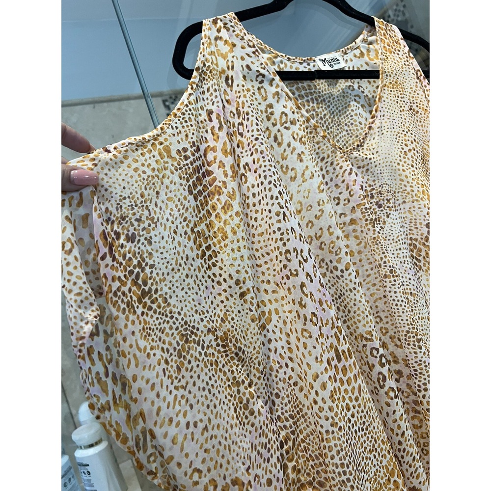 Show Me Your MuMu Peta Boo Tunic Kimono Womens M Sheer Animal Print Top Brown - Picture 5 of 10